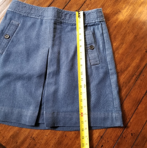 LOFT | Denim Look-a-like Skirt A-line Button Pleat - Picture 6 of 8